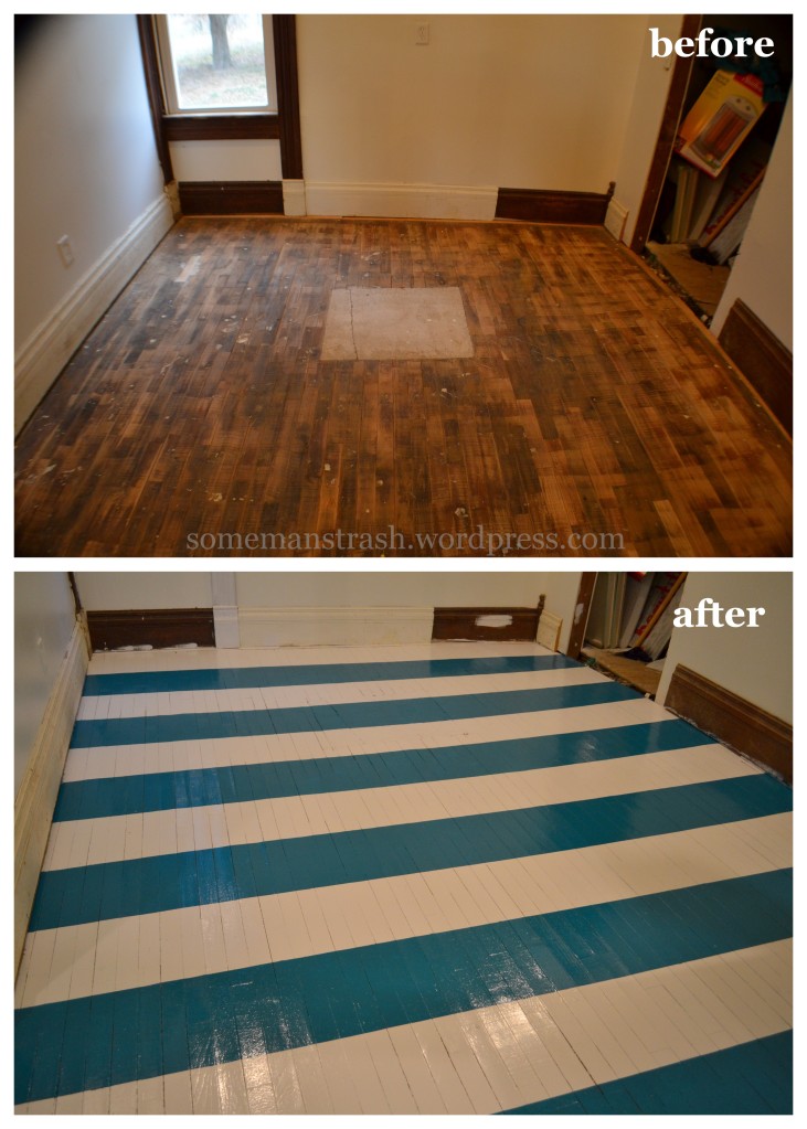 painted striped floors before and after