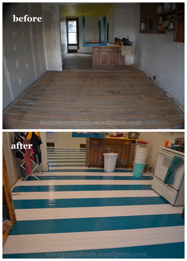 painted striped floors before and after